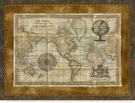 Vintage World Map Framed