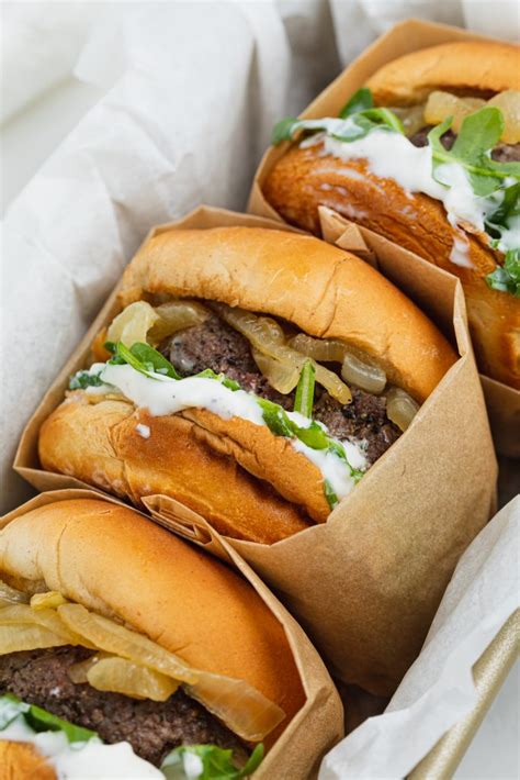 Caramelized Onion Burgers With Garlic Aioli Gluten Free Dairy Free