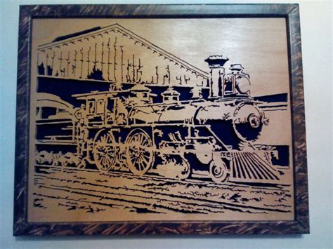 Framed Scroll Saw Train Picture Etsy