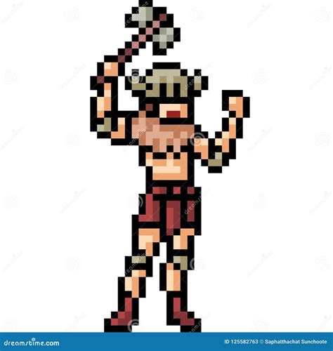 Vector Pixel Art Barbarian Warrior 125582763