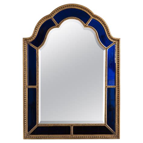 1920s Italian Blue Glass Border Mirror For Sale At 1stdibs