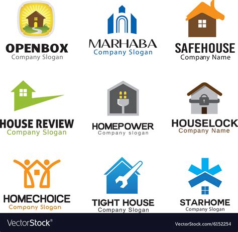 Housing Logos Compilation Royalty Free Vector Image