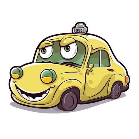 ناقلات الكرتون سيارة أجرة صفراء مع العيون والأسنان سيارة اجره ملصق
