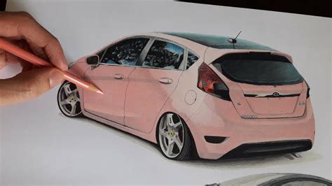 Pink Ford Fiesta Dibujo Realísta Speed Drawing Youtube