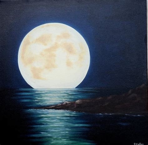 Full Moon On The Pacific Painting