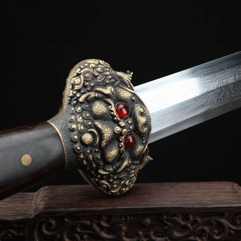 Song Dynasty Sword Handmade Retro Black Sandalwood Damascus Steel