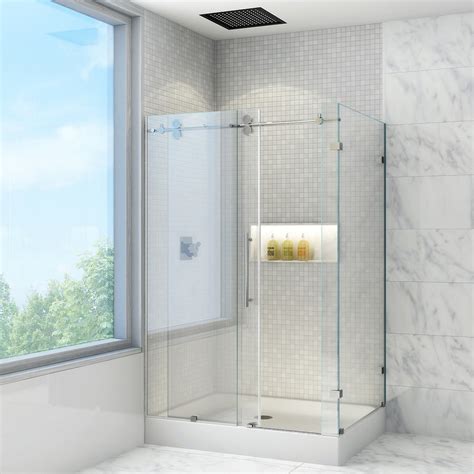 vigo winslow 48 in to 48 in w frameless stainless steel bypass sliding shower door at