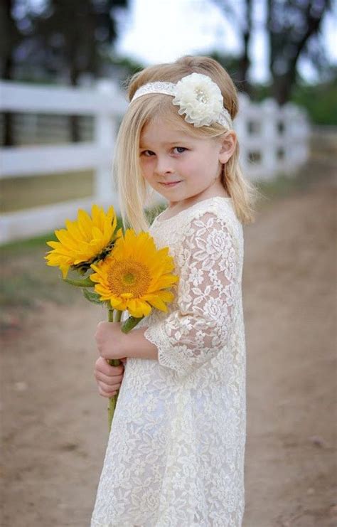 Champagne Ivory Lace Flower Girl Dress Lace Dress Wedding Dress