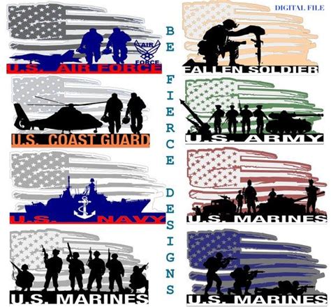Usa Distressed Flag All Military Branch Set Of 50 Files Etsy In 2021