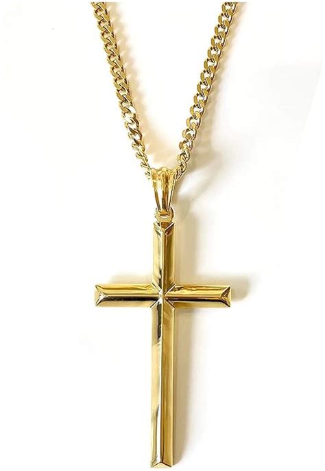 Buy 14k Gold Chain Style Cross Pendant Necklace Solid Clasp For Men