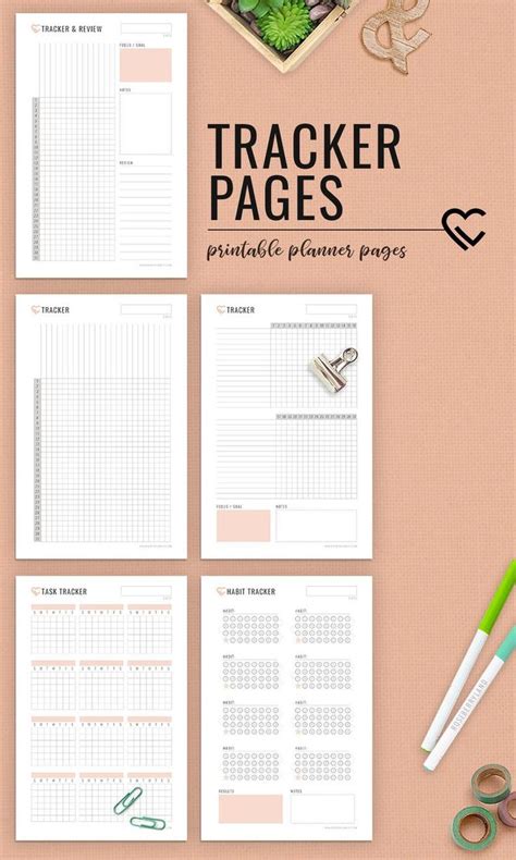 Tracker Pages Printable Pages 6 Sizes 5 Pages Instant Download