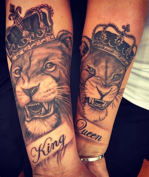 One couple even got tattoos of two halves of an avocado! lion & lioness couple tattoo © tattoo studio My Queen ...
