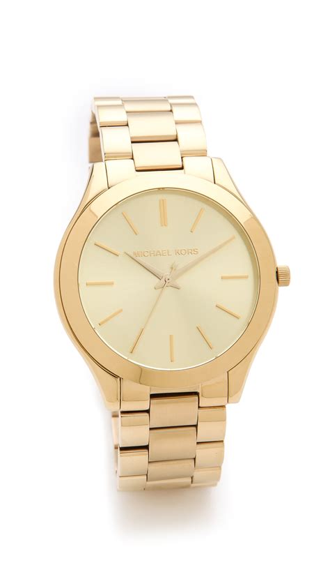 Buy michael kors watches at macy's & get free shipping with $99 purchase! Lyst - Michael Kors Slim Runway Watch in Metallic