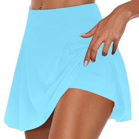 Munlar Womens Skorts Elastic Waist Light Blue Athletic Shorts For Women