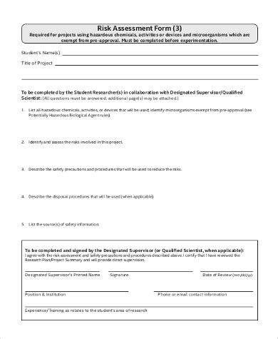 Free Risk Assessment Form Samples In Pdf Excel Ms Word Rezfoods 20601