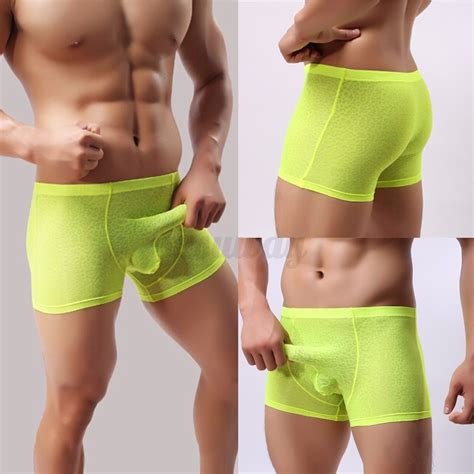 Sexy Men S Mesh See Through Boxer Shorts Briefs Trunks Bugle Underwear