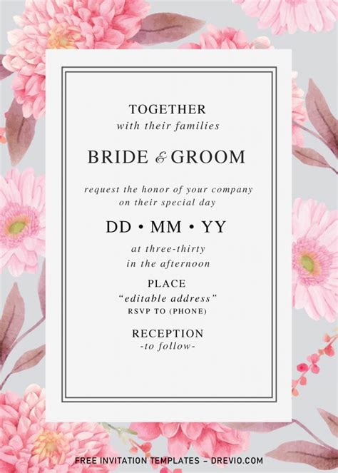 Blush Watercolor Botanical Wedding Invitation Templates Docx Download