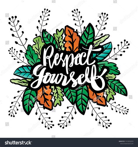Respect Yourself Hand Lettering Motivational Inspirational Stock Vector