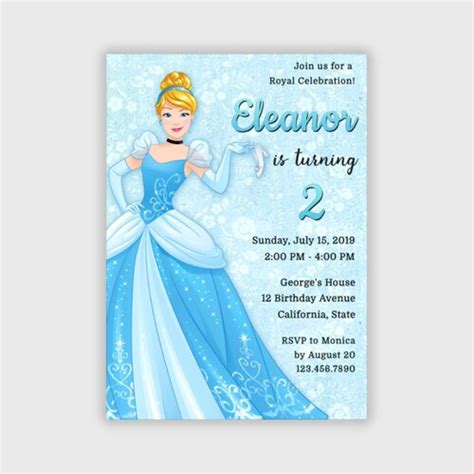 Cinderella Dress Birthday Invitation Template Instant Etsy