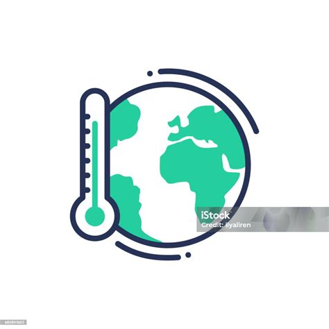Global Warming Modern Vector Single Line Icon Stock Illustration