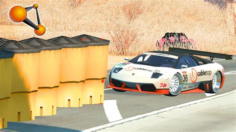 Beamng Drive Supercars Against Highway Water Barrier Youtube