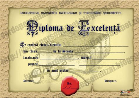 Verde Personalizat Diploma Scolara Model S069