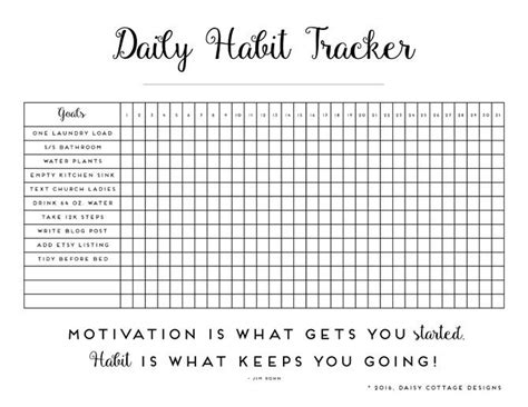 Daily Habit Tracker A Printable Goal Tracker Daisy Cottage Designs