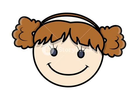 Funny Cartoon Kid Girl Happy Face Royalty Free Stock Image Storyblocks