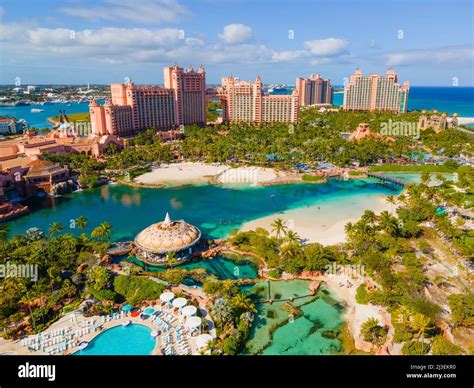Paradise Lagoon Aerial View And The Royal Tower At Atlantis Hotel On