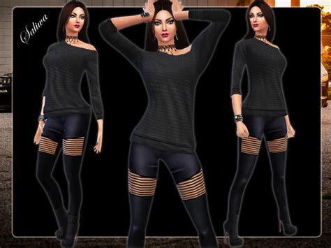 The Sims Resource Ella Leather Pants Leggings By Saliwa • Sims 4 Downloads