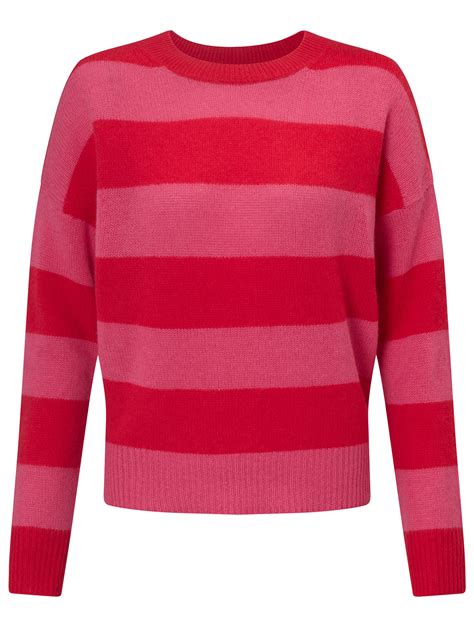 360 Sweater Sena Stripe Cashmere Jumper, Rouge/Shocking Pink at John ...