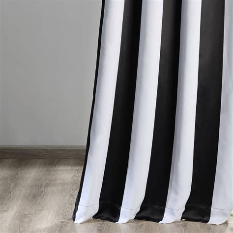 Awning Black And White Stripe Grommet Blackout Curtains
