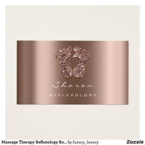 Massage Therapy Reflexology Rose Gold Glitter Feet Business Card