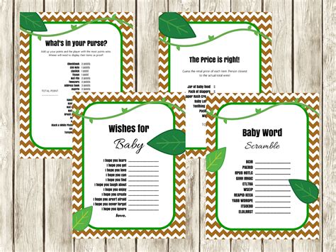 Jungle Baby Shower Games Magical Printable
