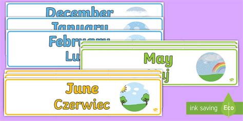 Months Of The Year Display Banner Pack Englishpolish Months Of The Year