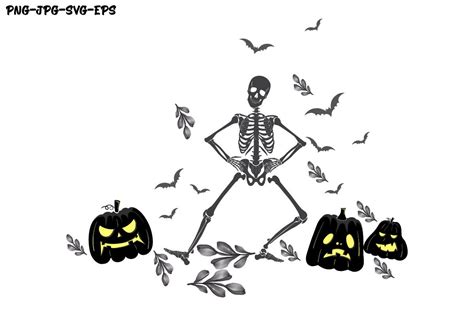 Dancing Skeleton Design Funny Halloween Graphic By Chico · Creative