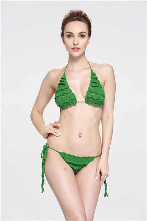 2017 Venus Vacation New Style Knitting Swimwear Solid Color Bikini Low Waisted Strap Swimsuit