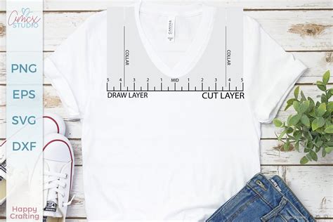 V Neck T-shirt Ruler - T-Shirt Guide (1050074) | Cut Files | Design Bundles