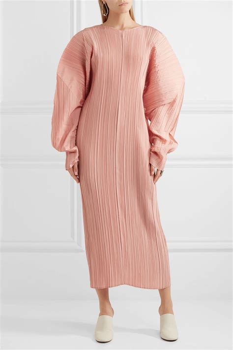 Jil Sander Plissé Silk Midi Dress In Antique Rose Pink Lyst