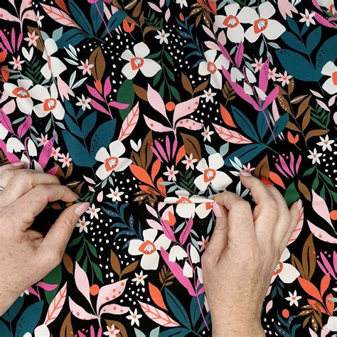 Floral Jersey Fabric By The Yard Cotton Lycra Jersey Knit Etsy Australia