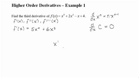 Higher Order Derivatives Example 1 Youtube