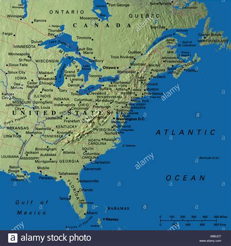 Map Maps Usa Middle West East Coast New England States Florida Canada