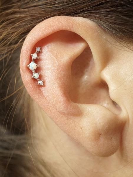 Fire Opal Ear Cartilage Piercing Earring Bars Tragus Helix Piercing