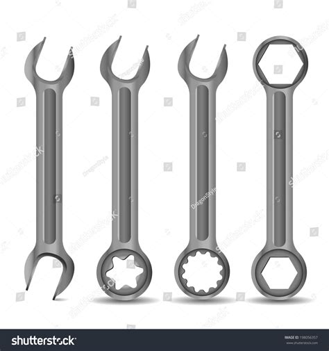 Vector Illustration Four Steel Wrenches On Stock Vector Royalty Free