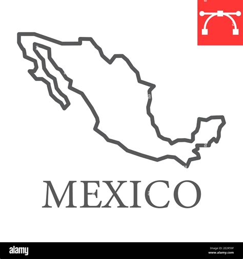 Mapa De México Icono De Línea País Y Geografía Mapa De México Signo