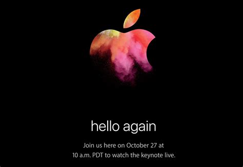 Apple、スペシャルイベント Hello Again 10月27日に開催と発表