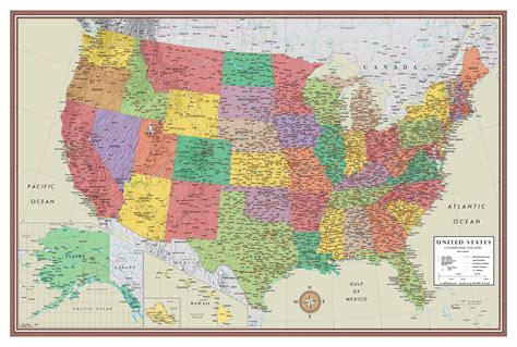 24x36 United States Usa Us Executive Wall Map Poster Mural 24x36 Paper