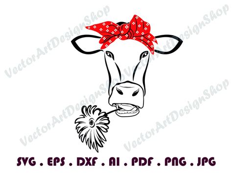 Cow With Red Bandana Svg Cow Svg Cut File Cute Cow Face Etsy