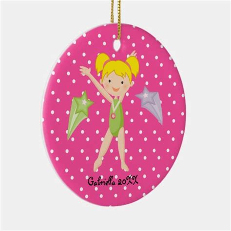 Cute Blonde Haired Gymnast Christmas Ornament Zazzle