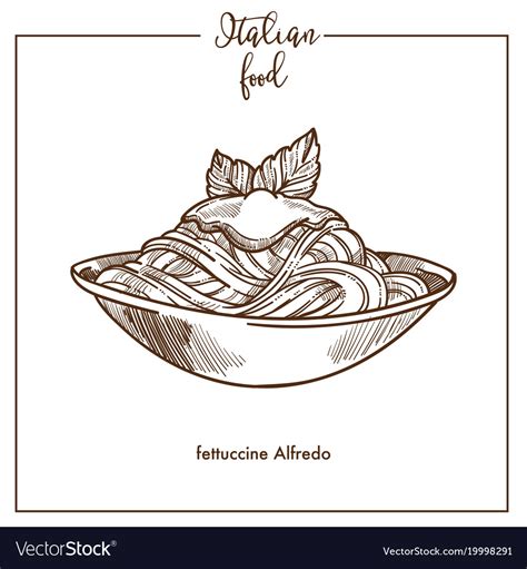 Fettuccine Alfredo Pasta Sketch Icon Royalty Free Vector